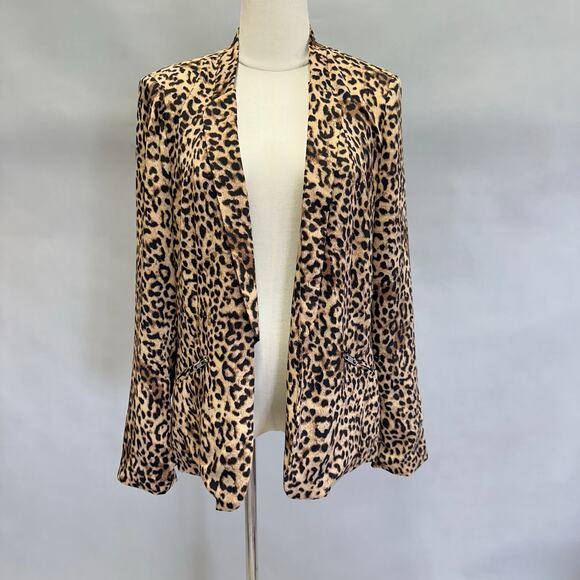 Daniel Rainn leopard open front blazer size large lightweight silky jersey - Picture 1 of 14